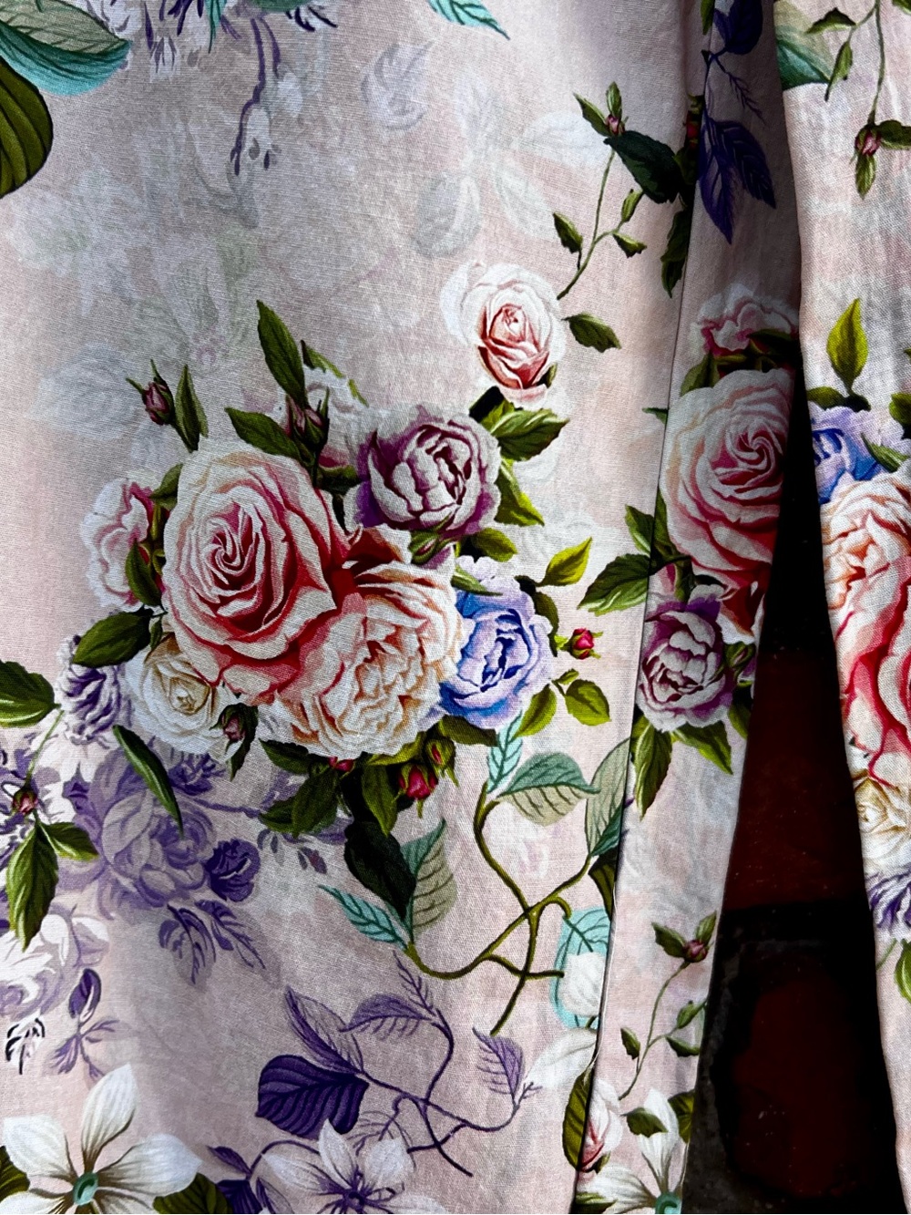 Floral Ruffle Hem Rose Bloomer Pants - Pink & Purple Roses - Picture 4 of 7